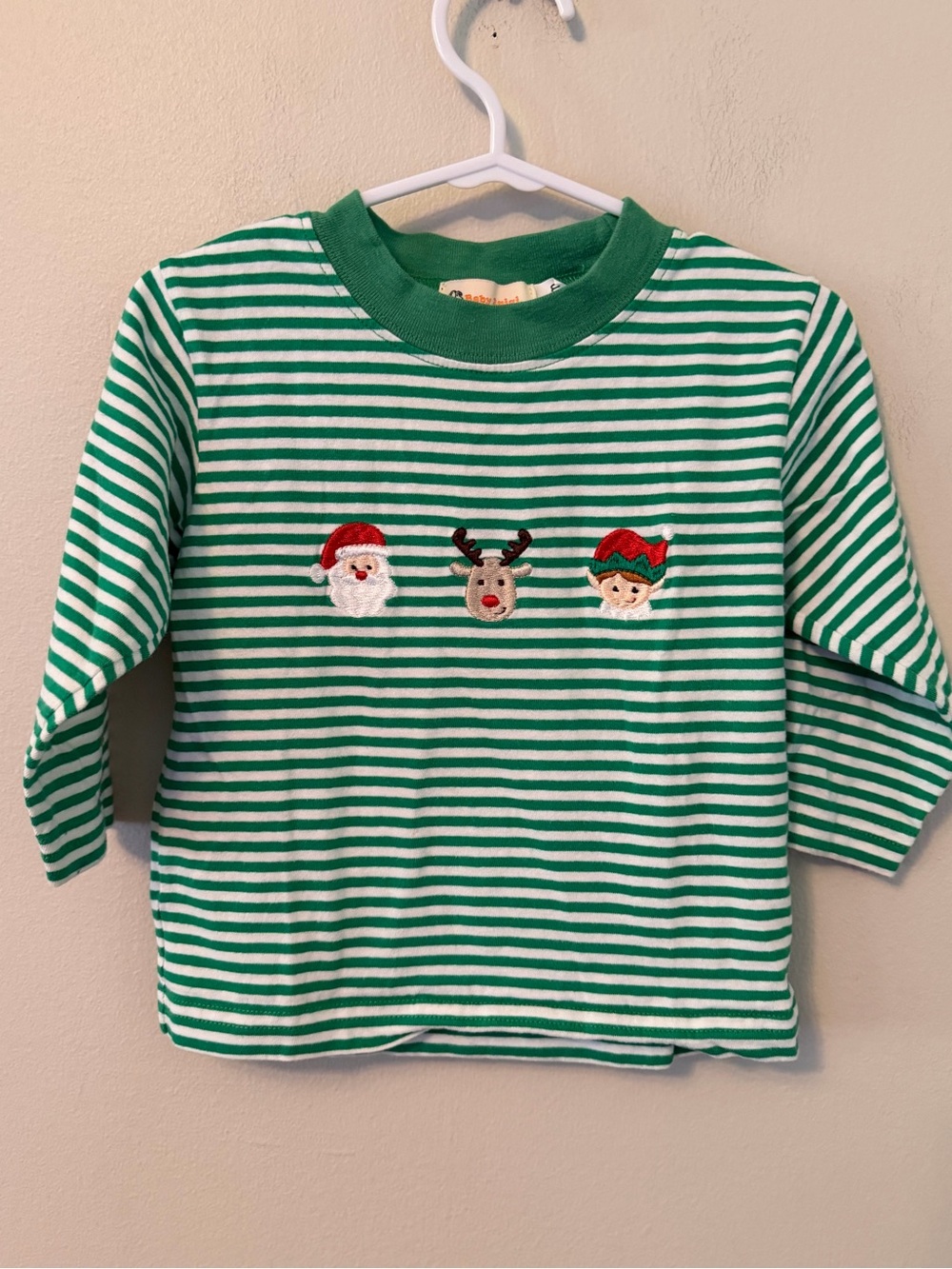 Baby Luigi Green & White Striped Christmas Long Sleeve Top